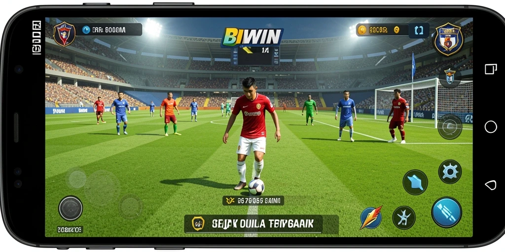 Tampilan gameplay BIWIN yang menegangkan dalam aksi sepak bola.