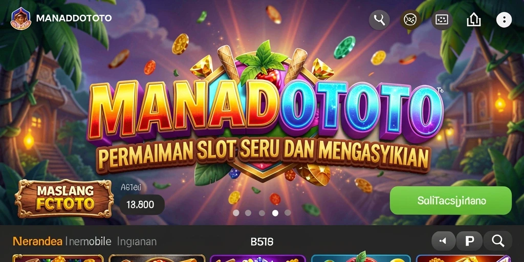 Tampilan gameplay seru dari MANADOTOTO yang menampilkan gulungan slot.