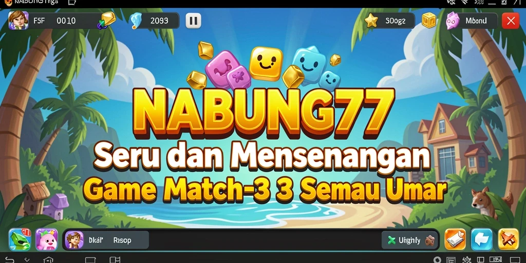 Gambaran seru gameplay NABUNG77 dalam aksi Match-3.