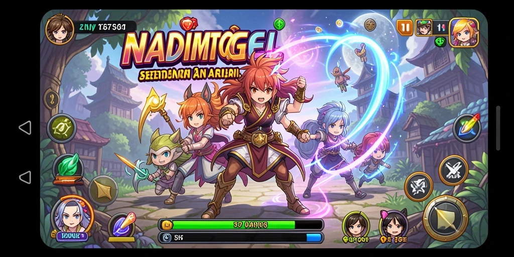 Tampilan seru gameplay NADIMTOGEL dengan karakter anime menarik.