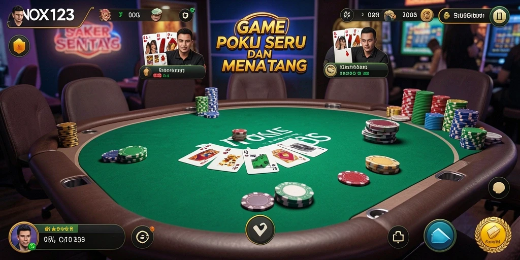 Tampilan permainan Poker yang seru dan kompetitif di NOX123.
