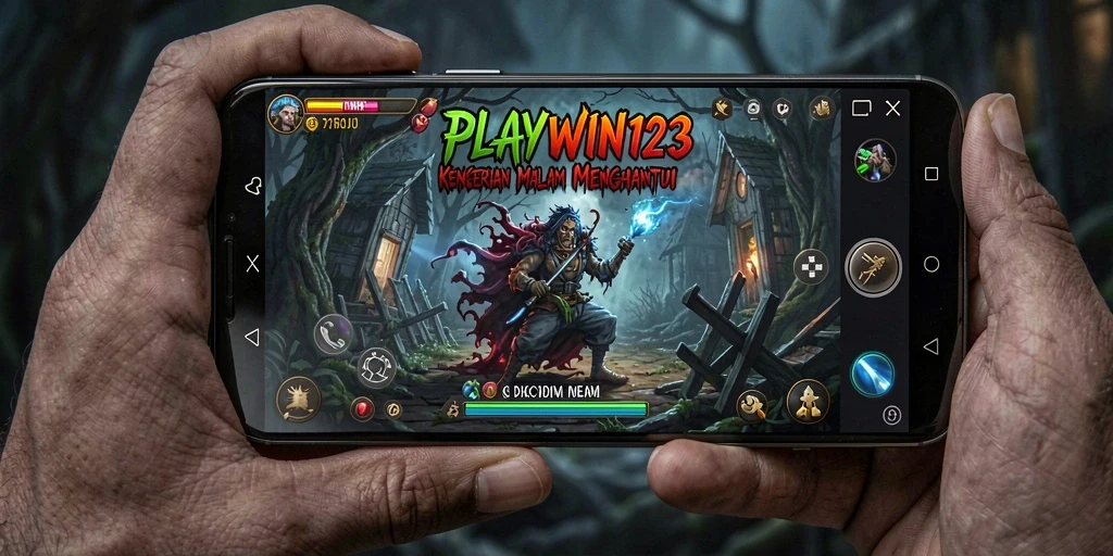 Screenshot menampilkan momen menegangkan dalam PLAYWIN123 saat menghadapi makhluk horor.