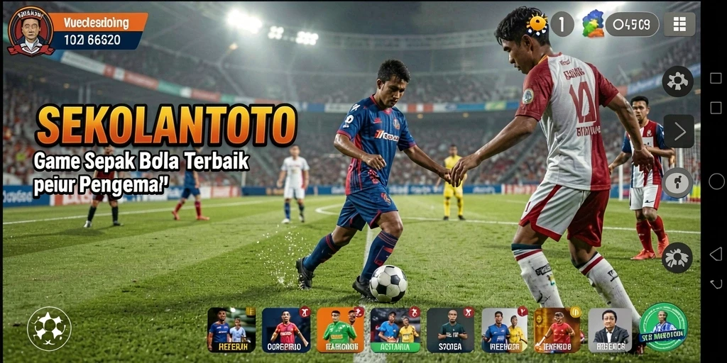 Tangkapan layar utama SEKOLAHTOTO menampilkan aksi permainan sepak bola yang mendebarkan.