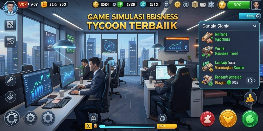 Screenshot utama V07 dengan tampilan gameplay Tycoon yang menarik.